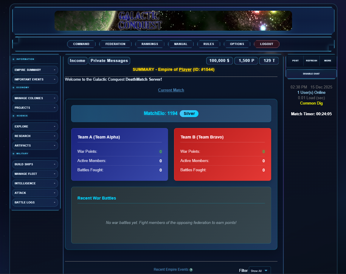 Galactic Conquest competitive match
